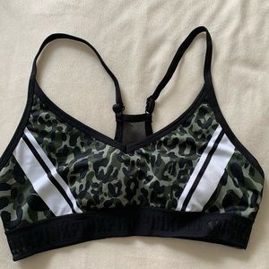 VS PINK green leopard print sports bra